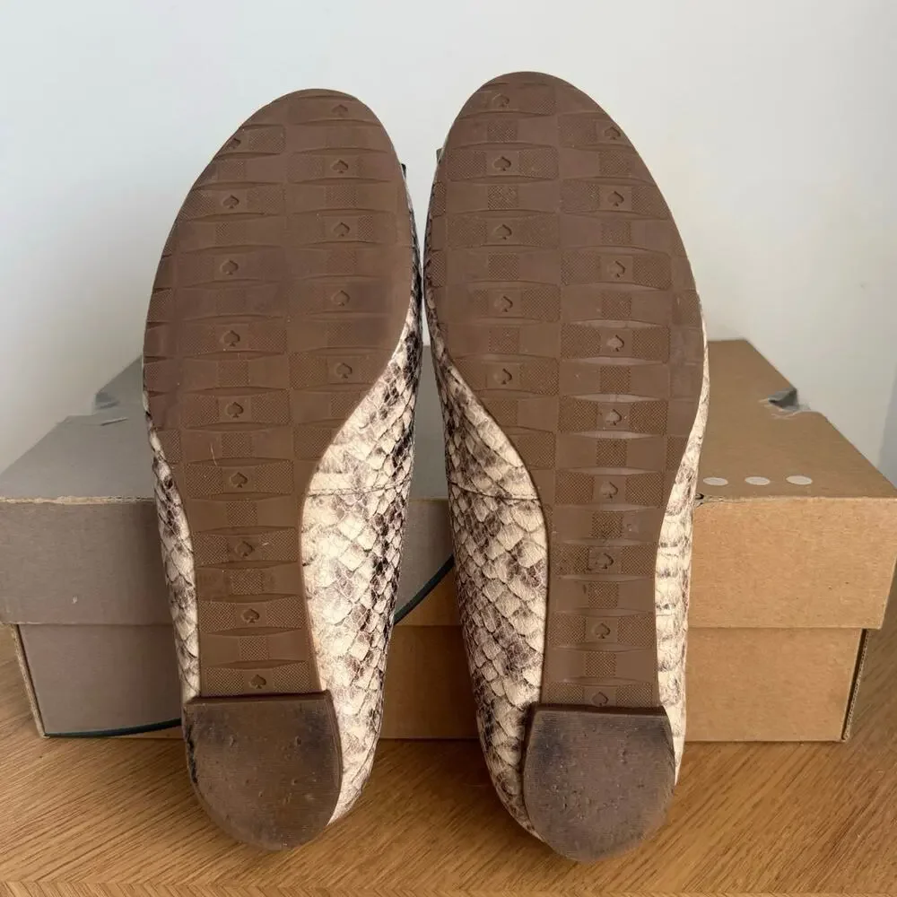 Kate Spade Tock Snakeakin Bow Women Ballet Flats- SZ 8.5